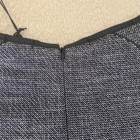 Tweed Black & Gray Shift Dress w/ Leather Trim - Picture 4 of 7
